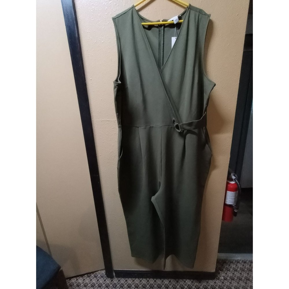 Liz Claiborne olive green stretch crossover sleeveless jumper women's 26